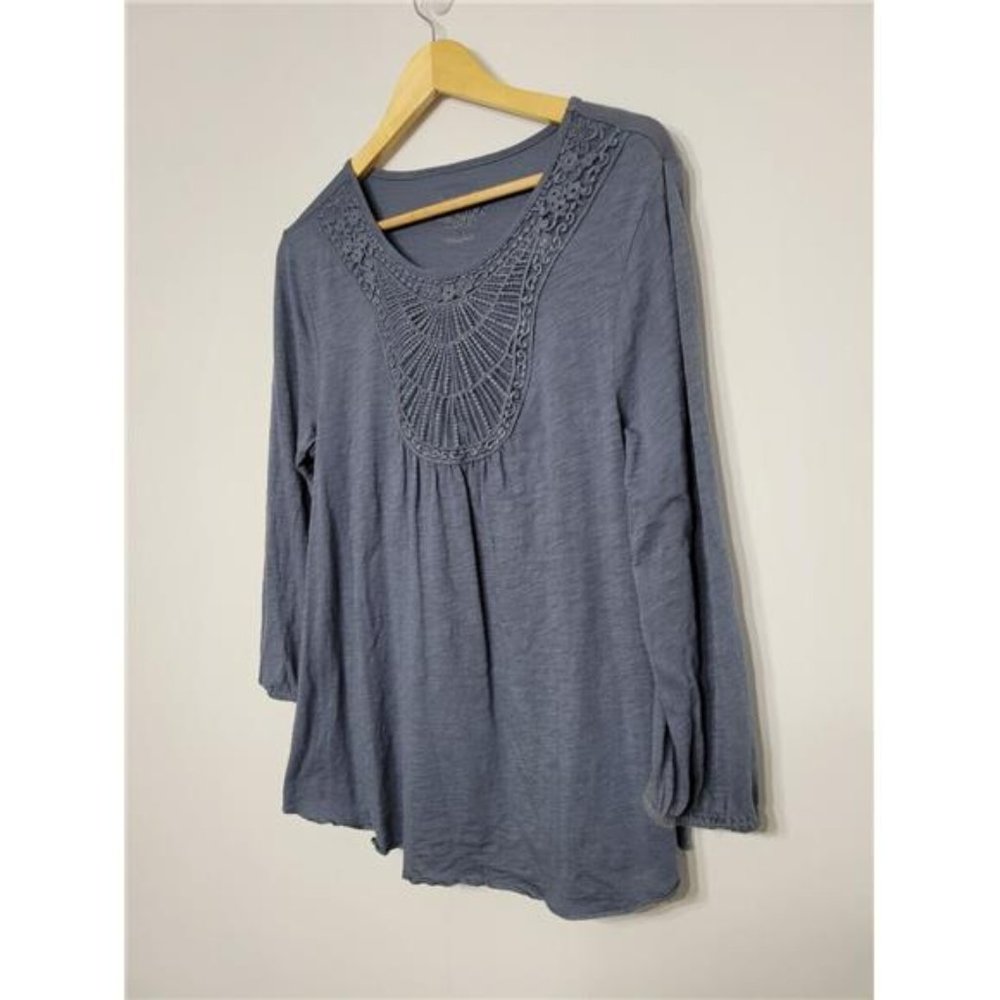 Nine West Vintage America Collection Top With Lace Neckline, Size Small - Picture 2 of 3